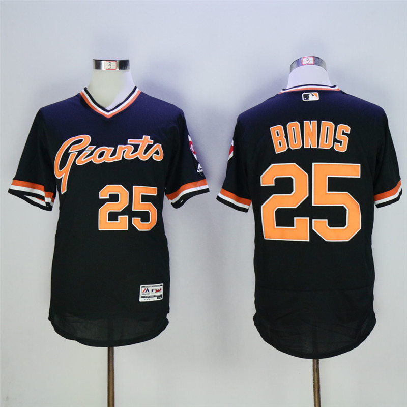 Men's San Francisco Giants #25 Barry Bonds Black Throwback Flexbase Stitched MLB Jersey